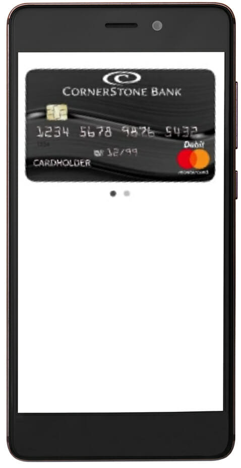 Cornerstone bank credit card on cell phone