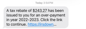 tax rebate text message scam